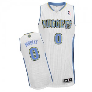 Denver Nuggets #0 Adidas Home Blanc Authentic Maillot d'équipe de NBA pas cher - Emmanuel Mudiay pour Homme