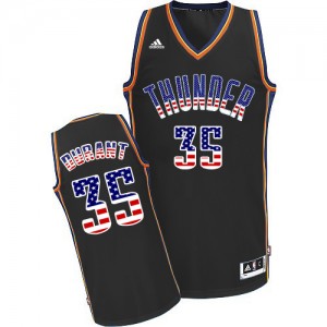 Oklahoma City Thunder Kevin Durant #35 USA Flag Fashion Authentic Maillot d'équipe de NBA - Noir pour Homme