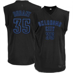 Maillot NBA Oklahoma City Thunder #35 Kevin Durant Noir Adidas Authentic - Homme