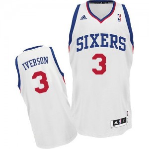 Maillot NBA Philadelphia 76ers #3 Allen Iverson Blanc Adidas Swingman Home - Enfants