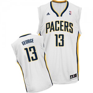 Maillot NBA Indiana Pacers #13 Paul George Blanc Adidas Swingman Home - Homme