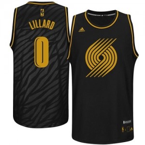 Portland Trail Blazers Damian Lillard #0 Precious Metals Fashion Authentic Maillot d'équipe de NBA - Noir pour Homme