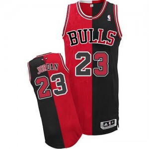 Maillot NBA Noir Rouge Michael Jordan #23 Chicago Bulls Split Fashion Authentic Homme Adidas