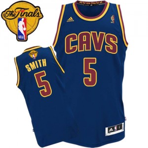 Maillot NBA Cleveland Cavaliers #5 J.R. Smith Bleu marin Adidas Authentic CavFanatic 2015 The Finals Patch - Homme