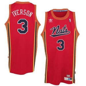 Philadelphia 76ers #3 Adidas Throwback "Nats" Rouge Authentic Maillot d'équipe de NBA Soldes discount - Allen Iverson pour Homme