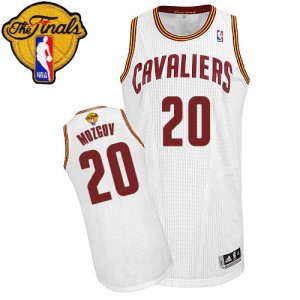 Maillot NBA Cleveland Cavaliers #20 Timofey Mozgov Blanc Adidas Authentic Home 2015 The Finals Patch - Homme