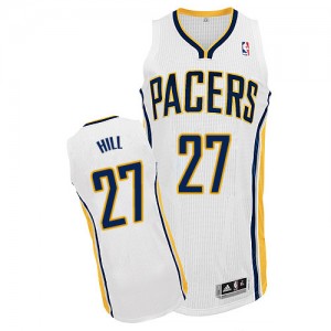 Maillot NBA Indiana Pacers #27 Jordan Hill Blanc Adidas Authentic Home - Homme