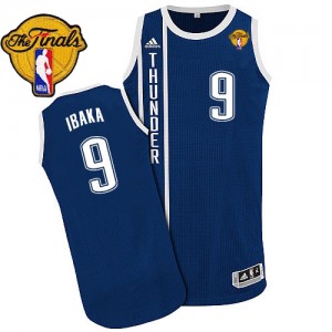 Maillot NBA Bleu marin Serge Ibaka #9 Oklahoma City Thunder Alternate Finals Patch Authentic Homme Adidas