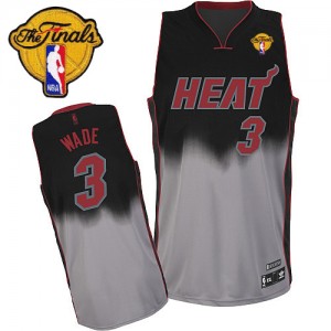 Maillot NBA Gris noir Dwyane Wade #3 Miami Heat Fadeaway Fashion Finals Patch Authentic Homme Adidas