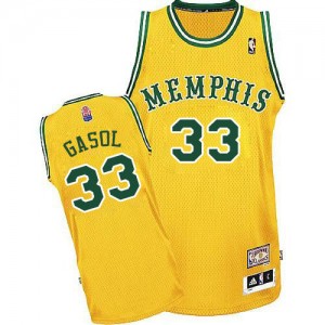 Maillot NBA Memphis Grizzlies #33 Marc Gasol Or Adidas Authentic ABA Hardwood Classic - Homme