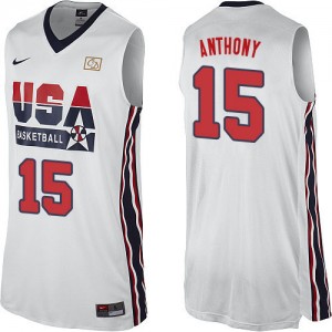 Maillots de basket Swingman Team USA NBA 2012 Olympic Retro Blanc - #15 Carmelo Anthony - Homme