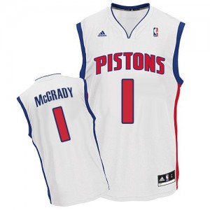Maillot NBA Blanc Tracy McGrady #1 Detroit Pistons Home Swingman Homme Adidas