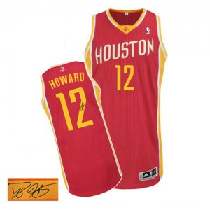 Maillot NBA Houston Rockets #12 Dwight Howard Rouge Adidas Authentic Alternate Autographed - Homme