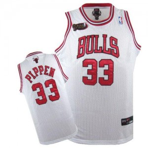 Maillot NBA Swingman Scottie Pippen #33 Chicago Bulls Champions Patch Blanc - Homme