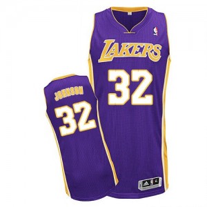 Maillot Authentic Los Angeles Lakers NBA Road Violet - #32 Magic Johnson - Homme