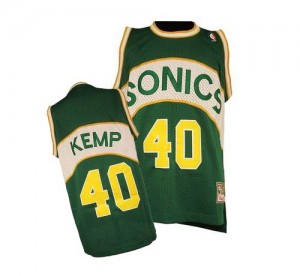 Maillot NBA Vert Shawn Kemp #40 Oklahoma City Thunder SuperSonics Throwback Authentic Homme Adidas