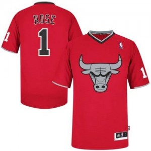 Maillot NBA Chicago Bulls #1 Derrick Rose Rouge Adidas Authentic 2013 Christmas Day - Homme