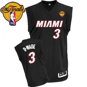 Maillot NBA Miami Heat #3 Dwyane Wade Noir Adidas Authentic D-WADE Nickname Finals Patch - Homme