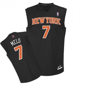 New York Knicks #7 Adidas Melo Fashion Noir Authentic Maillot d'équipe de NBA Remise - Carmelo Anthony pour Homme