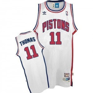 Maillot NBA Blanc Isiah Thomas #11 Detroit Pistons Throwback Authentic Homme Adidas