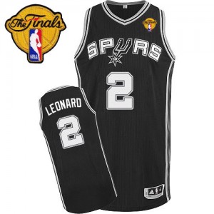 Maillot NBA Noir Kawhi Leonard #2 San Antonio Spurs Road Finals Patch Authentic Homme Adidas
