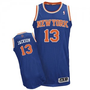 New York Knicks Mark Jackson #13 Road Authentic Maillot d'équipe de NBA - Bleu royal pour Homme