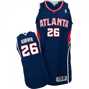 Maillot NBA Atlanta Hawks #26 Kyle Korver Bleu marin Adidas Authentic Road - Homme