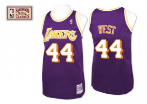 Maillot NBA Violet Jerry West #44 Los Angeles Lakers Throwback Authentic Homme Mitchell and Ness