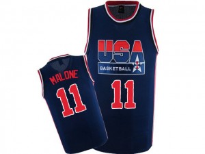 Maillot NBA Bleu marin Karl Malone #11 Team USA 2012 Olympic Retro Swingman Homme Nike