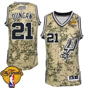 Maillot NBA San Antonio Spurs #21 Tim Duncan Camo Adidas Authentic Finals Patch - Homme