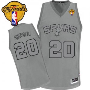 Maillot NBA San Antonio Spurs #20 Manu Ginobili Gris Adidas Authentic Big Color Fashion Finals Patch - Homme