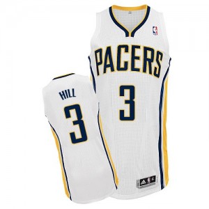 Maillot NBA Indiana Pacers #3 George Hill Blanc Adidas Authentic Home - Homme