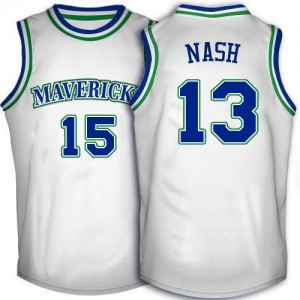 Maillot NBA Dallas Mavericks #13 Steve Nash Blanc Adidas Authentic Throwback - Homme