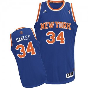 Maillot NBA Bleu royal Charles Oakley #34 New York Knicks Road Swingman Homme Adidas