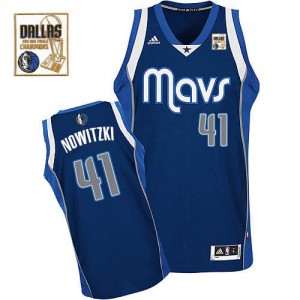 Maillot Adidas Bleu marin Alternate Champions Patch Swingman Dallas Mavericks - Dirk Nowitzki #41 - Homme