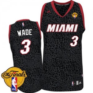 Miami Heat Dwyane Wade #3 Crazy Light Finals Patch Authentic Maillot d'équipe de NBA - Noir pour Homme