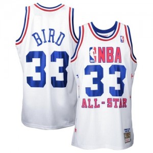 Maillot NBA Boston Celtics #33 Larry Bird Blanc Mitchell and Ness Authentic Throwback 1990 All Star - Homme