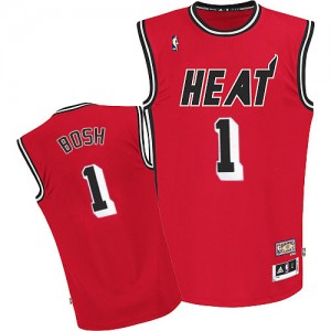 Miami Heat #1 Adidas Hardwood Classics Nights Rouge Authentic Maillot d'équipe de NBA Soldes discount - Chris Bosh pour Homme
