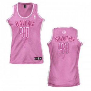Maillot NBA Authentic Dirk Nowitzki #41 Dallas Mavericks Fashion Rose - Femme