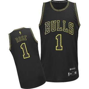Chicago Bulls #1 Adidas Electricity Fashion Noir Authentic Maillot d'équipe de NBA Vente pas cher - Derrick Rose pour Homme