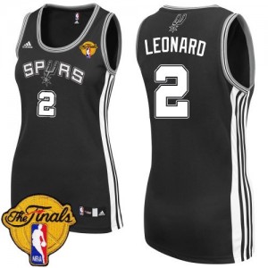 Maillot NBA Noir Kawhi Leonard #2 San Antonio Spurs Road Finals Patch Authentic Femme Adidas