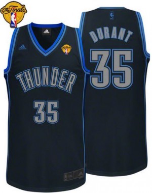 Maillot NBA Noir Kevin Durant #35 Oklahoma City Thunder Graystone Fashion Finals Patch Swingman Homme Adidas
