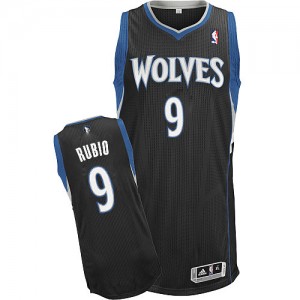 Maillot Authentic Minnesota Timberwolves NBA Alternate Noir - #9 Ricky Rubio - Homme
