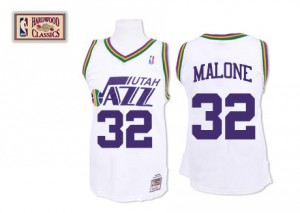 Maillot Authentic Utah Jazz NBA Throwback Blanc - #32 Karl Malone - Homme