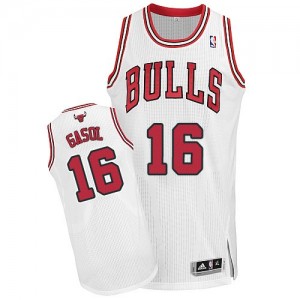 Chicago Bulls Pau Gasol #16 Home Authentic Maillot d'équipe de NBA - Blanc pour Homme