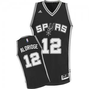 Maillot NBA Swingman LaMarcus Aldridge #12 San Antonio Spurs Road Noir - Enfants