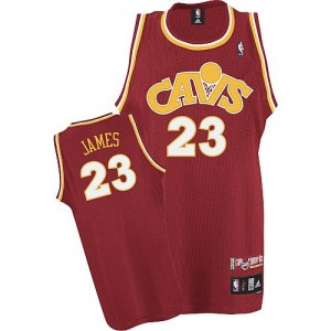 Maillot Authentic Cleveland Cavaliers NBA CAVS Throwback Vin Rouge - #23 LeBron James - Homme