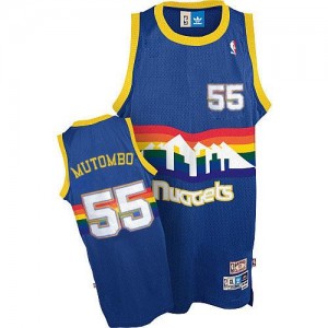 Maillot Adidas Bleu clair Throwback Authentic Denver Nuggets - Dikembe Mutombo #55 - Homme