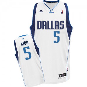 Dallas Mavericks Jason Kidd #5 Home Swingman Maillot d'équipe de NBA - Blanc pour Homme