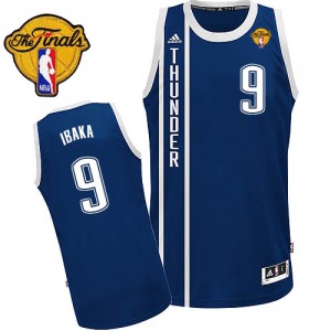 Oklahoma City Thunder Serge Ibaka #9 Alternate Finals Patch Swingman Maillot d'équipe de NBA - Bleu marin pour Homme